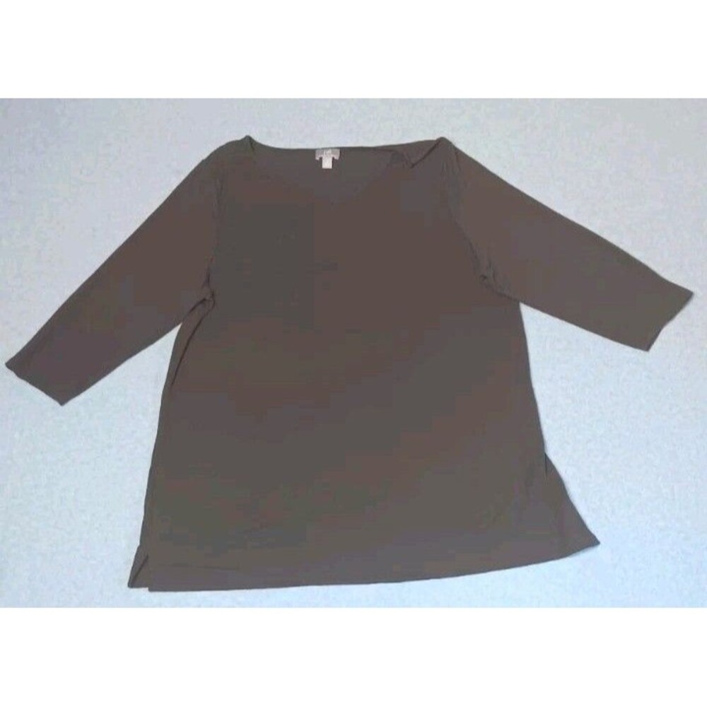 J Jill Wearever Collection 3/4 Sleeve Tunic Top XL Chocolate Brown Lagenlook